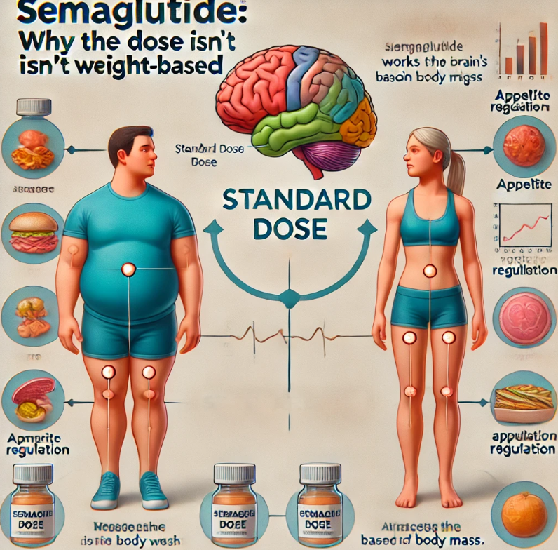 Why is the weight loss peptide Semaglutide dose not administered according to body weight?